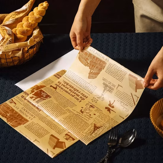 Food Grade Waxed Oil Proof Custom Logo Printed Grease Wrapping Wax Paper