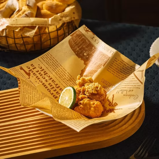 Food Grade Waxed Oil Proof Custom Logo Printed Grease Wrapping Wax Paper
